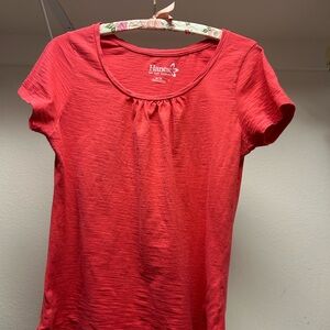 Hanes Women's Orangy Red Short Sleeve Tee